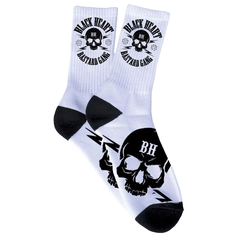 Chaussettes Black Heart Bastard Skull blanches