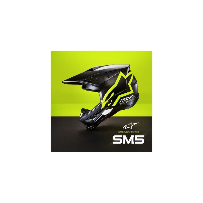 Casque motocross Alpinestars S-M5 Compass noir-jaune fluo