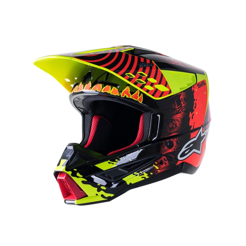 Casque motocross Alpinestars S-M5 Solar Flare jaune fluo-rouge fluo-noir