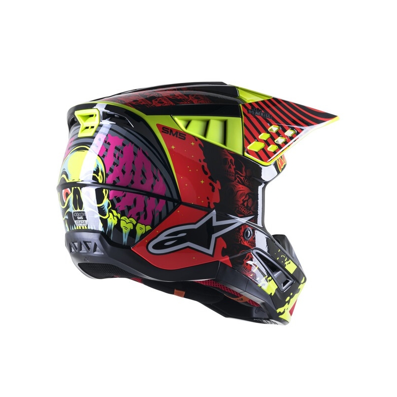 Casque motocross Alpinestars S-M5 Solar Flare jaune fluo-rouge fluo-noir