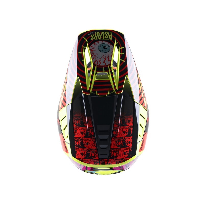 Casque motocross Alpinestars S-M5 Solar Flare jaune fluo-rouge fluo-noir
