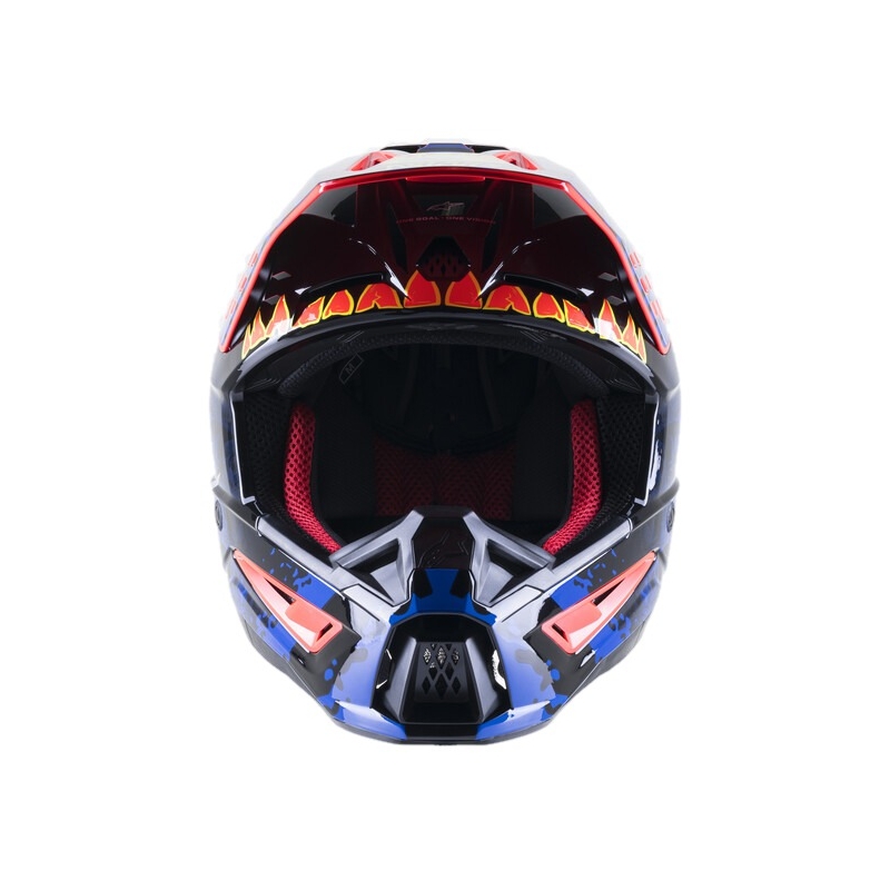 Alpinestars Casque Motocross S-M5 Solar Flare Noir-Bleu-Rouge-Fluo-Jaune soldes