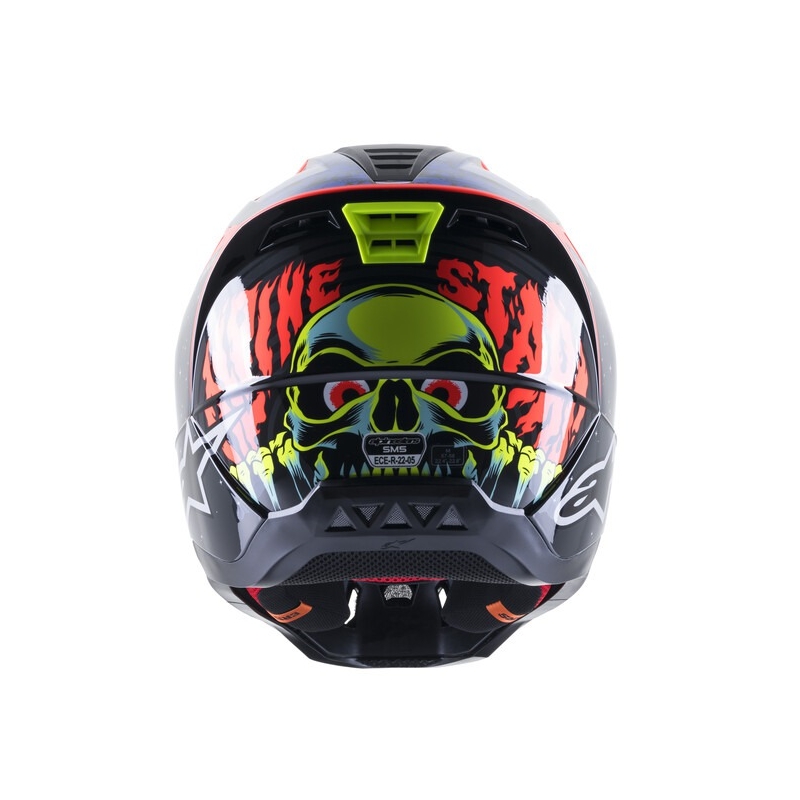 Alpinestars Casque Motocross S-M5 Solar Flare Noir-Bleu-Rouge-Fluo-Jaune soldes