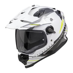 Casque d'enduro Scorpion ADF-9000 Air Feat blanc mat-noir-jaune fluo
