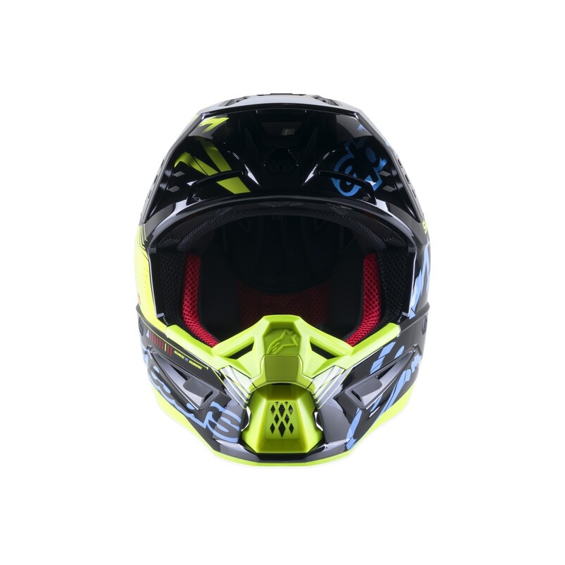 Casque motocross Alpinestars S-M5 Action jaune fluo-noir-bleu-rouge foncé