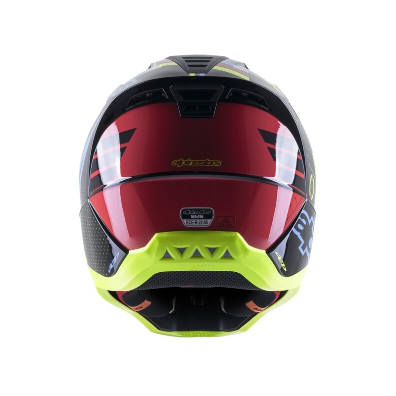 Casque motocross Alpinestars S-M5 Action jaune fluo-noir-bleu-rouge foncé