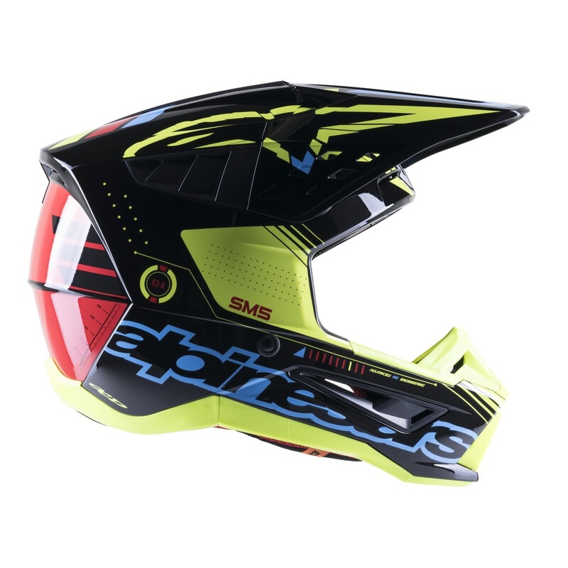 Casque motocross Alpinestars S-M5 Action jaune fluo-noir-bleu-rouge foncé