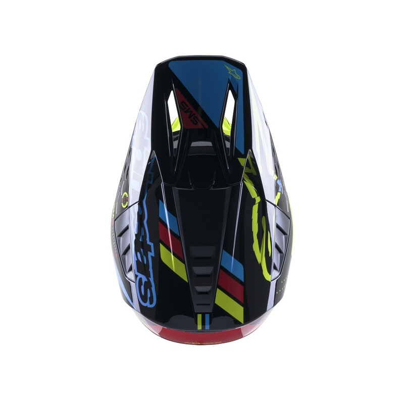 Casque motocross Alpinestars S-M5 Action jaune fluo-noir-bleu-rouge foncé