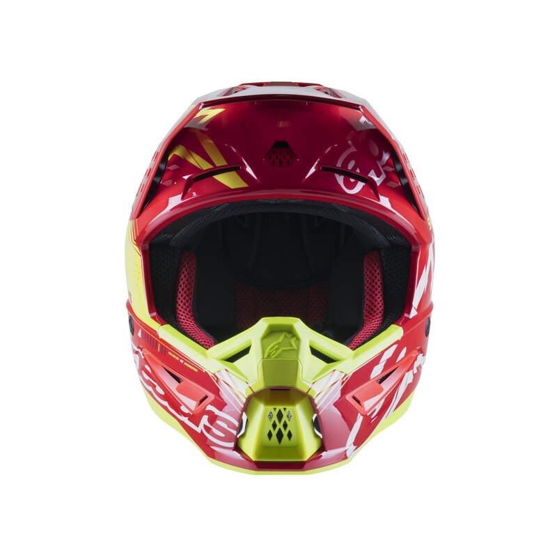 Casque motocross Alpinestars S-M5 Action rouge-jaune fluo-blanc-bleu