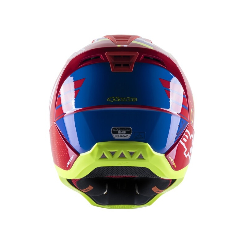 Casque motocross Alpinestars S-M5 Action rouge-jaune fluo-blanc-bleu