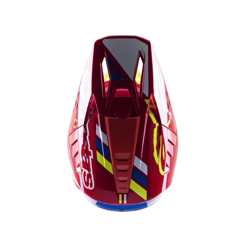 Casque motocross Alpinestars S-M5 Action rouge-jaune fluo-blanc-bleu