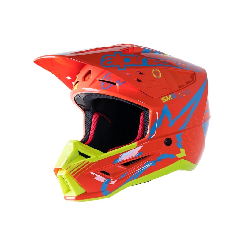 Alpinestars S-M5 Action Motocross Helmet orange-fluo yellow-light blue