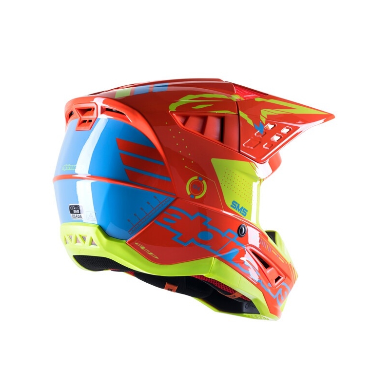 Alpinestars S-M5 Action Motocross Helmet orange-fluo yellow-light blue