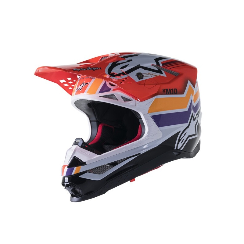 Casque motocross Alpinestars Supertech S-M10 Edition Troy Lee Designs orange-jaune-violet-blanc-noir