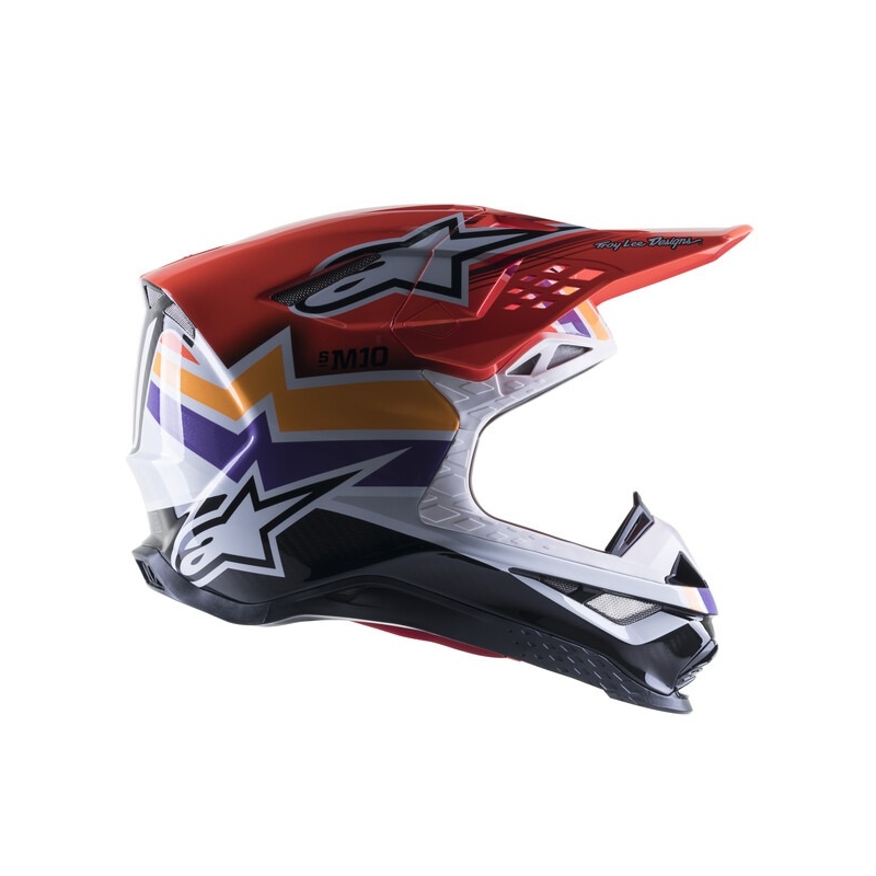 Casque motocross Alpinestars Supertech S-M10 Edition Troy Lee Designs orange-jaune-violet-blanc-noir