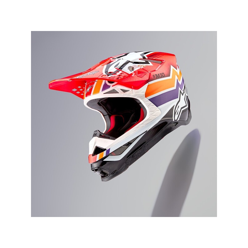 Casque motocross Alpinestars Supertech S-M10 Edition Troy Lee Designs orange-jaune-violet-blanc-noir