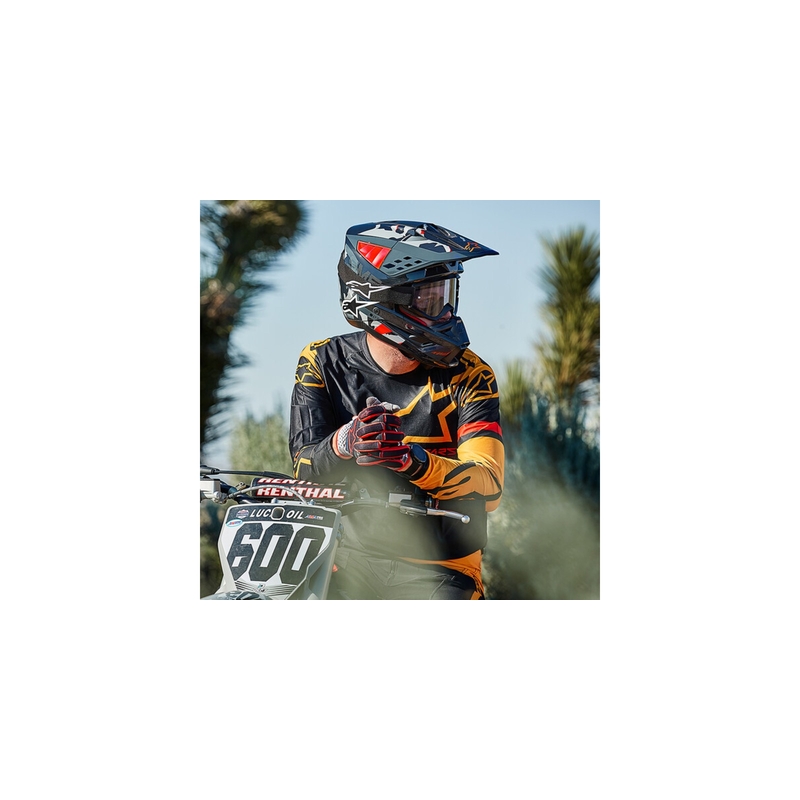 Casque de motocross Alpinestars S-M5 Rover anthracite-rouge fluo-gris masque