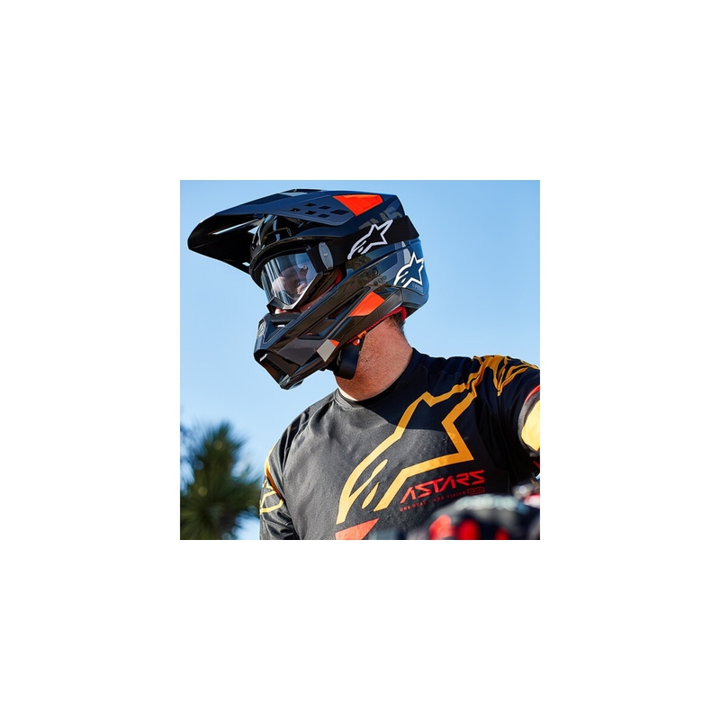 Casque de motocross Alpinestars S-M5 Rover anthracite-rouge fluo-gris masque