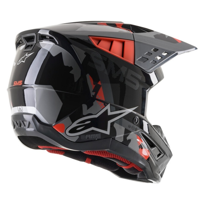 Casque de motocross Alpinestars S-M5 Rover anthracite-rouge fluo-gris masque