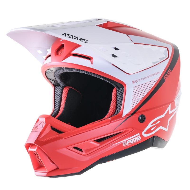 Casque motocross Alpinestars S-M5 Rayon rouge-blanc-noir matt