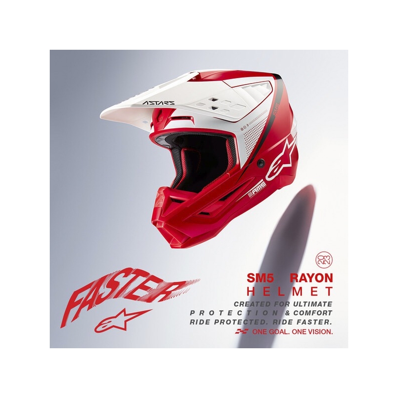 Casque motocross Alpinestars S-M5 Rayon rouge-blanc-noir matt