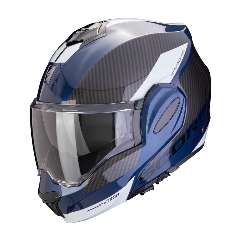 Casque moto pliable Scorpion EXO-TECH EVO TEAM bleu-noir-blanc soldes