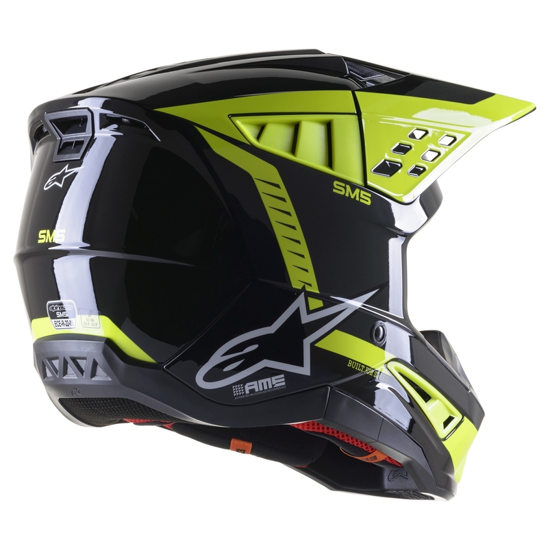 Casque motocross Alpinestars S-M5 Beam noir-anthracite-jaune fluo brillant