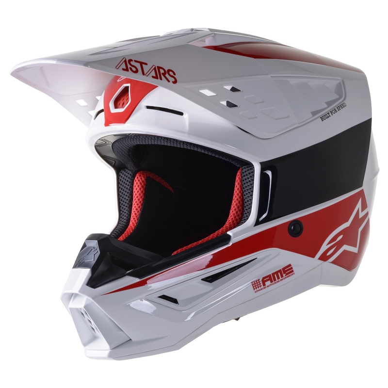 Casque motocross Alpinestars S-M5 Bond blanc et rouge brillant