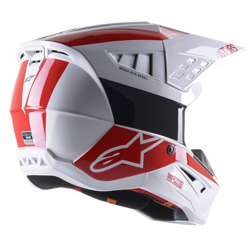 Casque motocross Alpinestars S-M5 Bond blanc et rouge brillant