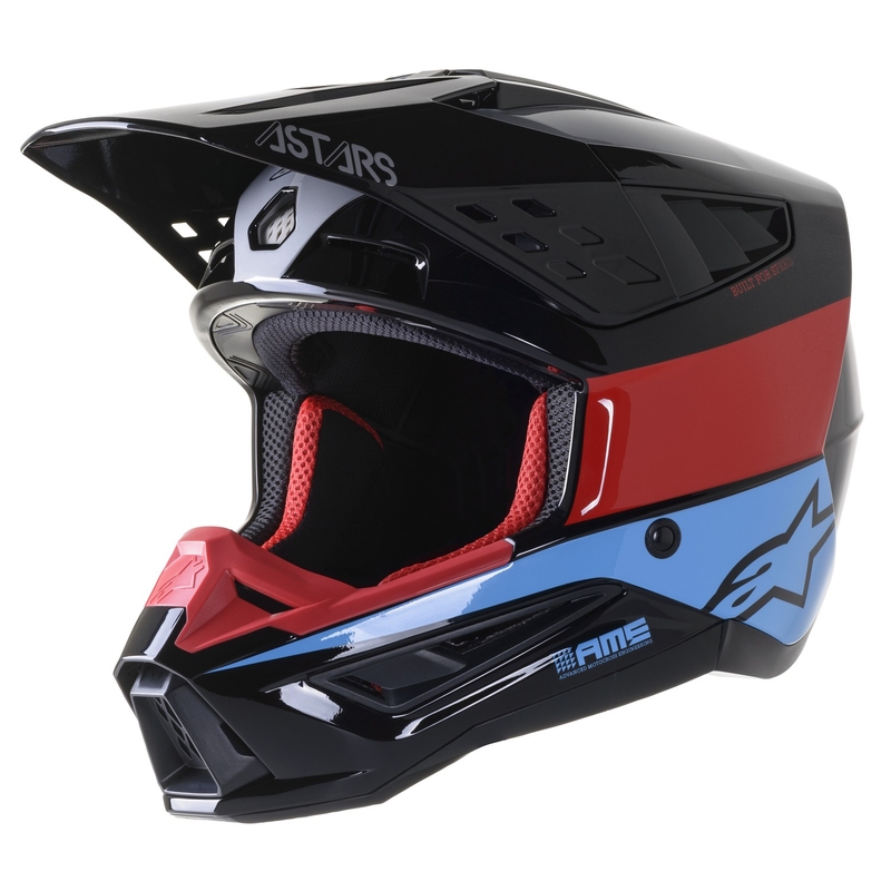 Alpinestars S-M5 Bond Motocross Helmet Black-Red-Azure Gloss