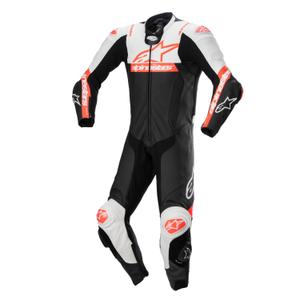 Alpinestars Missile 2 Ward Black-White-Fluo Red Leather Coverall (Combinaison de moto en cuir noir-blanc-rouge)