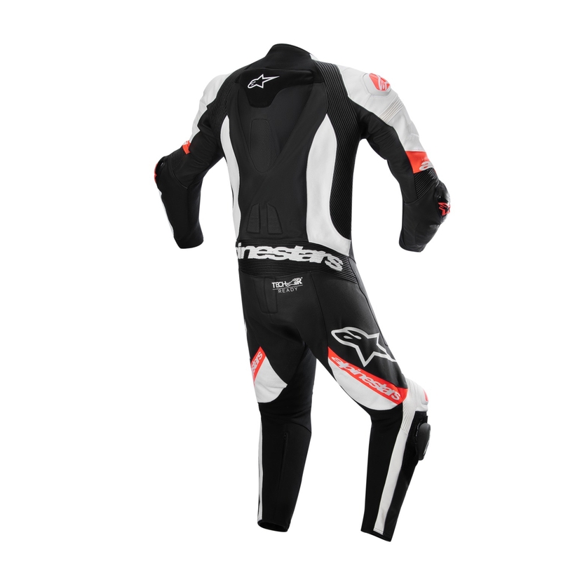 Alpinestars Missile 2 Ward Black-White-Fluo Red Leather Coverall (Combinaison de moto en cuir noir-blanc-rouge)