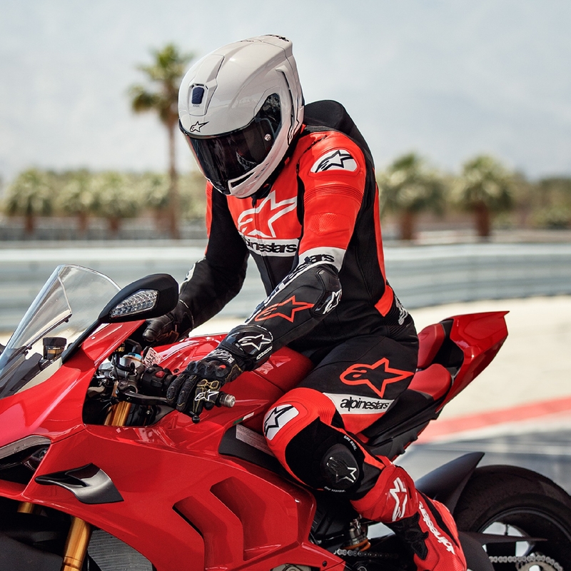 Alpinestars Missile 2 Ward Black-Fluo Red-White Leather Coverall (combinaison de moto en cuir)