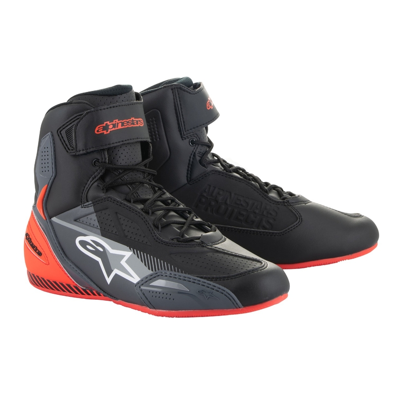 Bottes de moto Alpinestars Faster-3 noir-gris-rouge fluo