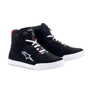 Bottes de moto Alpinestars Chrome noires, blanches et rouges