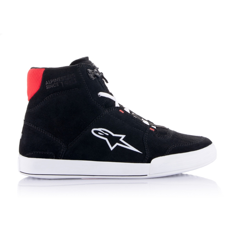 Bottes de moto Alpinestars Chrome noires, blanches et rouges