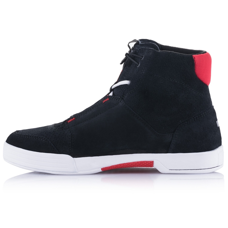 Bottes de moto Alpinestars Chrome noires, blanches et rouges
