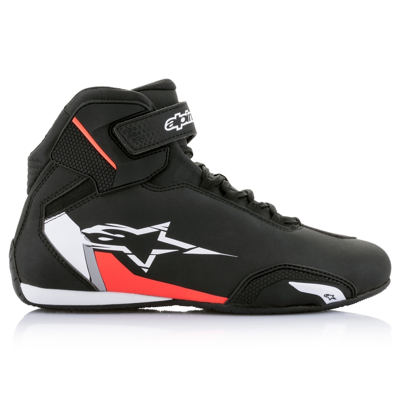 Bottes de moto Alpinestars Sector noir-blanc-rouge fluo