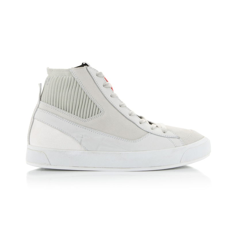 Bottes de moto Alpinestars Stated blanches et grises