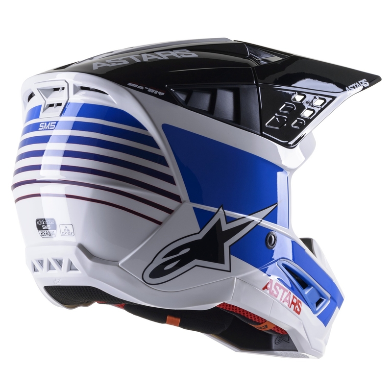 Motokrosová helma Alpinestars S-M5 Speed bílo-tmavě modro-červená lesklá