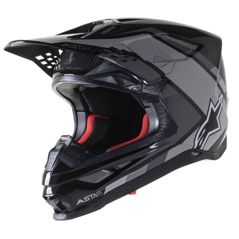 Casque motocross Alpinestars S-M10 Carbon Meta2 noir-gris brillant