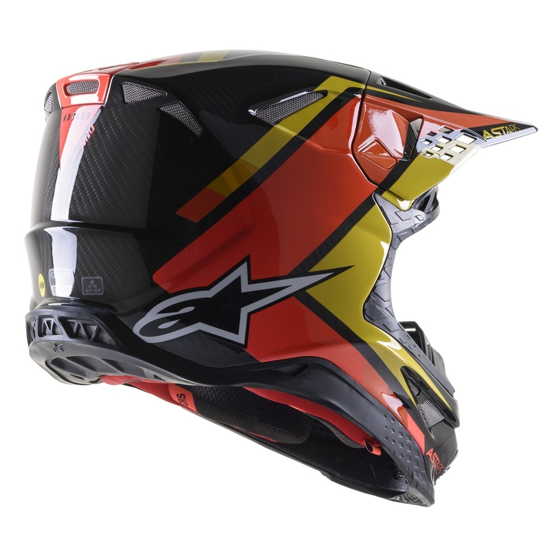 Casque motocross Alpinestars S-M10 Carbon Meta2 noir-jaune-orange brillant