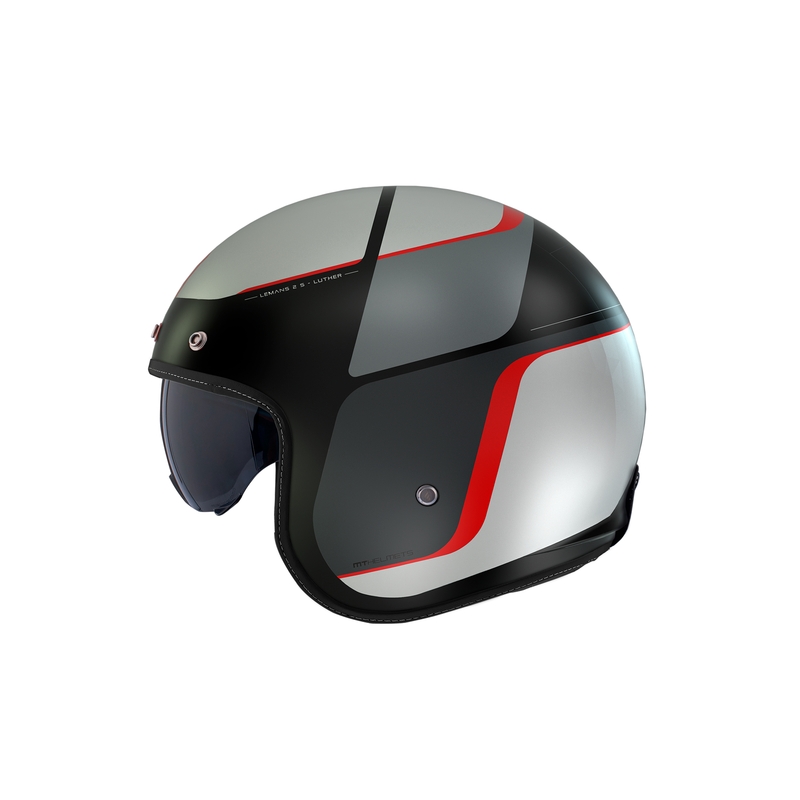 Casque moto ouvert MT Le Mans 2 SV Luther noir mat-gris-blanc-rouge