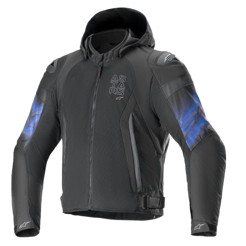 Veste moto Alpinestars Zaca Air Venom Waterproof Noir/Bleu fluo