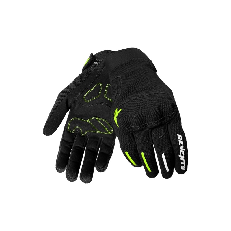 Gants moto femme Seventy Degrees SD-C42 Asphalte noir-jaune fluo
