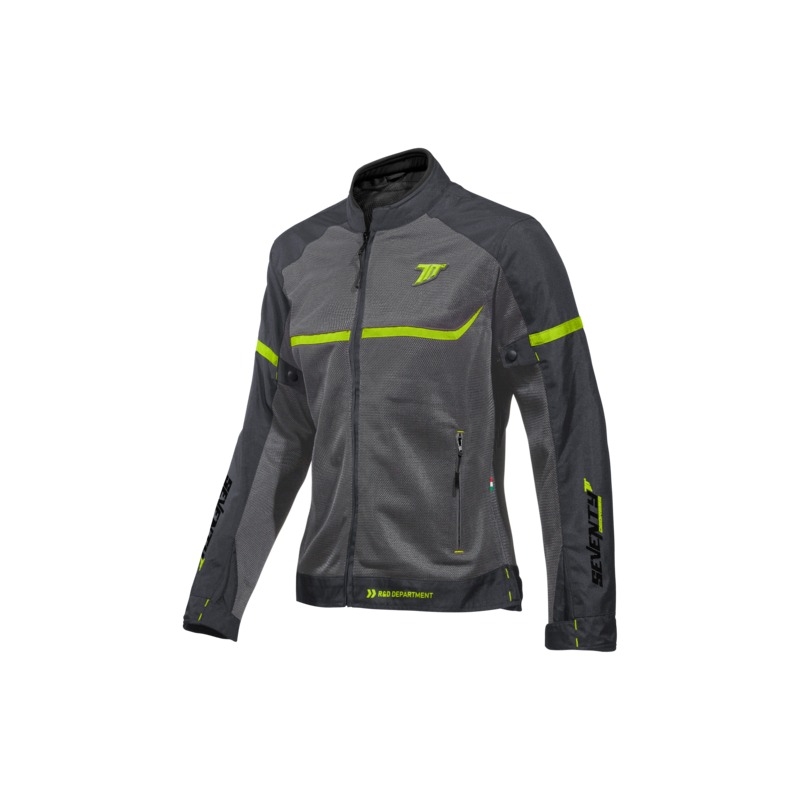 Veste moto femme SEVENTY DEGREES SD-JR30.2 Gris mojave-jaune fluo