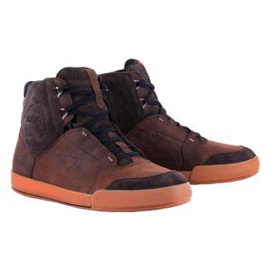 Bottes de moto Alpinestars Chrome Crafted Drystar en caoutchouc marron