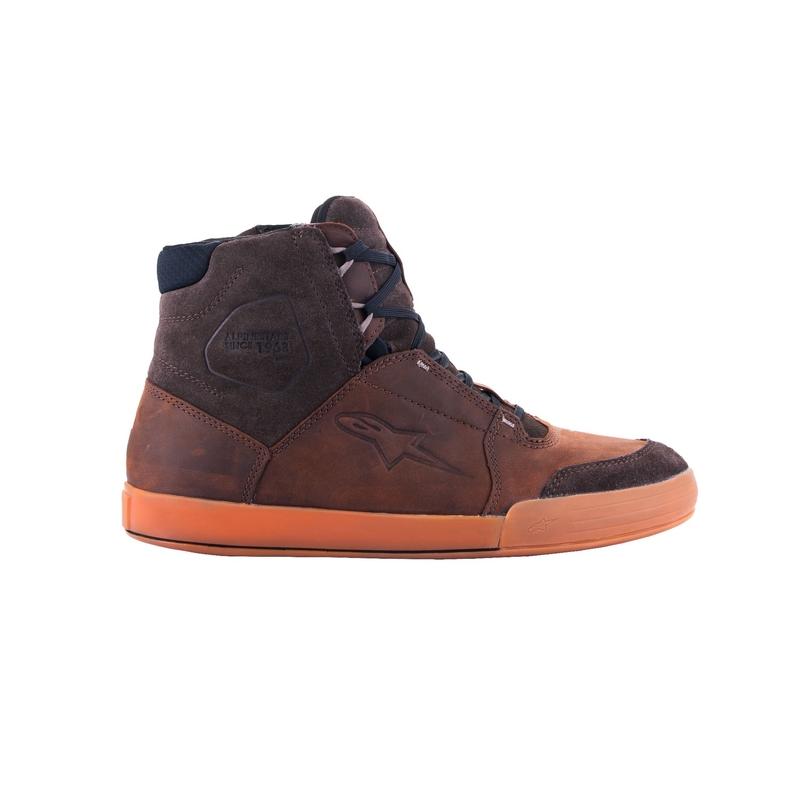 Bottes de moto Alpinestars Chrome Crafted Drystar en caoutchouc marron