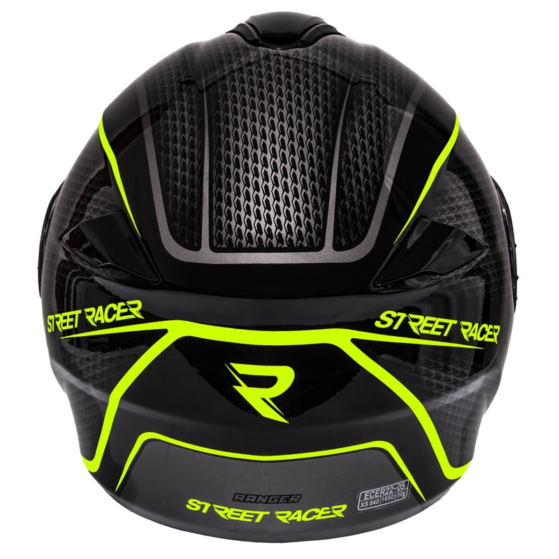 Casque moto modulable Street Racer Ranger noir-jaune fluo - grade II
