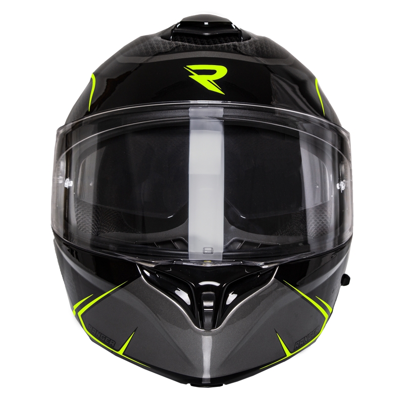 Casque moto modulable Street Racer Ranger noir-jaune fluo - grade II